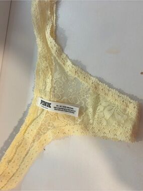 PINK Victoria's Secret Pale Yellow Lace Thong